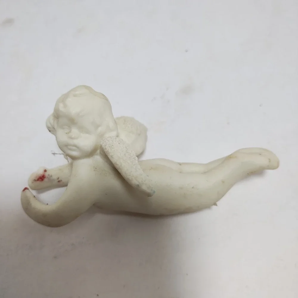 Pair Of Vintage Christmas Angel Candle Climber Huggers Porcelain Set of 2‎ White